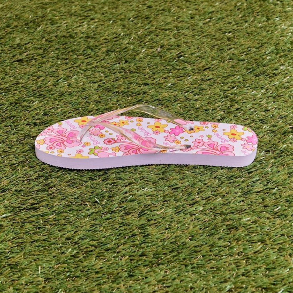 Barbie x Forever 21 | Barbie Floral Print Flip Flop Sandals, Small - Picture 3 of 6